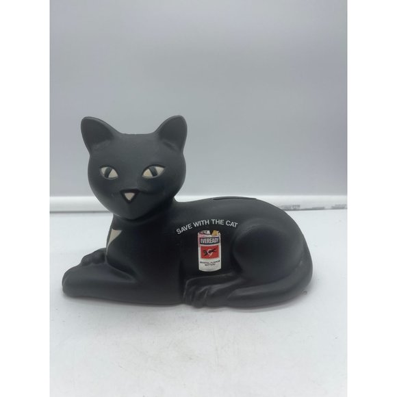 Vintage Eveready Battery Black Cat Plastic Coin Bank 1981 - Picture 1 of 8